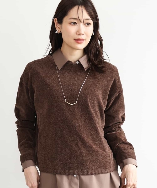 MK MICHEL KLEIN（エムケーミッシェルクラン）の「[洗える]モールヤーンボートネックニット（ベスト・レディース・ブラック/レッド/ブラウン/ブルー・38）」の3枚目の写真