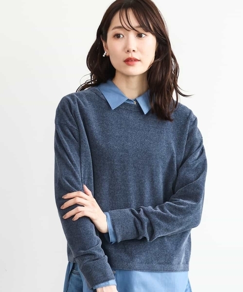 MK MICHEL KLEIN（エムケーミッシェルクラン）の「[洗える]モールヤーンボートネックニット（ベスト・レディース・ブラック/レッド/ブラウン/ブルー・38）」の4枚目の写真