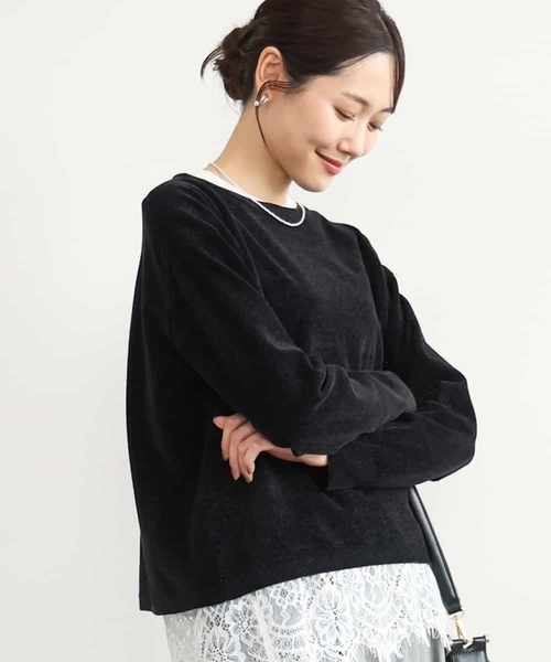 MK MICHEL KLEIN（エムケーミッシェルクラン）の「[洗える]モールヤーンボートネックニット（ベスト・レディース・ブラック/レッド/ブラウン/ブルー・38）」の2枚目の写真