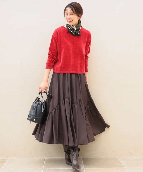 MK MICHEL KLEIN（エムケーミッシェルクラン）の「[洗える]モールヤーンボートネックニット（ベスト・レディース・ブラック/レッド/ブラウン/ブルー・38）」の8枚目の写真