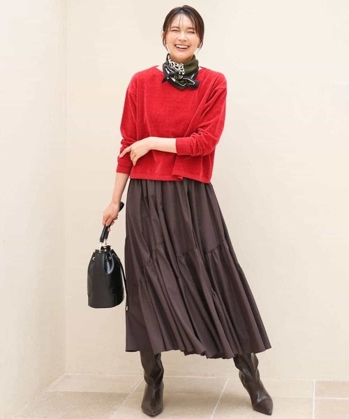 MK MICHEL KLEIN（エムケーミッシェルクラン）の「[洗える]モールヤーンボートネックニット（ベスト・レディース・ブラック/レッド/ブラウン/ブルー・38）」の9枚目の写真