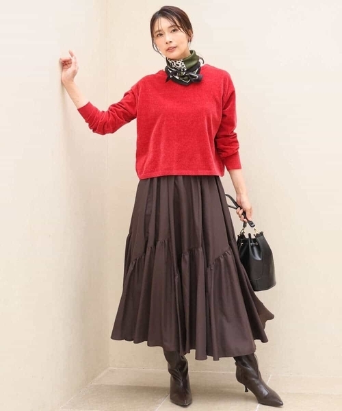 MK MICHEL KLEIN（エムケーミッシェルクラン）の「[洗える]モールヤーンボートネックニット（ベスト・レディース・ブラック/レッド/ブラウン/ブルー・38）」の10枚目の写真