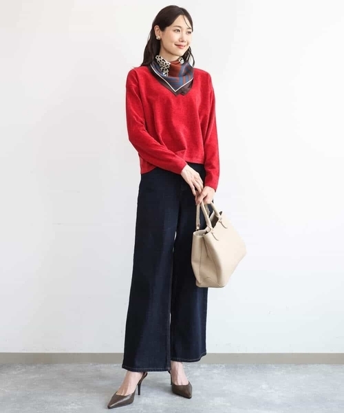 MK MICHEL KLEIN（エムケーミッシェルクラン）の「[洗える]モールヤーンボートネックニット（ベスト・レディース・ブラック/レッド/ブラウン/ブルー・38）」の14枚目の写真