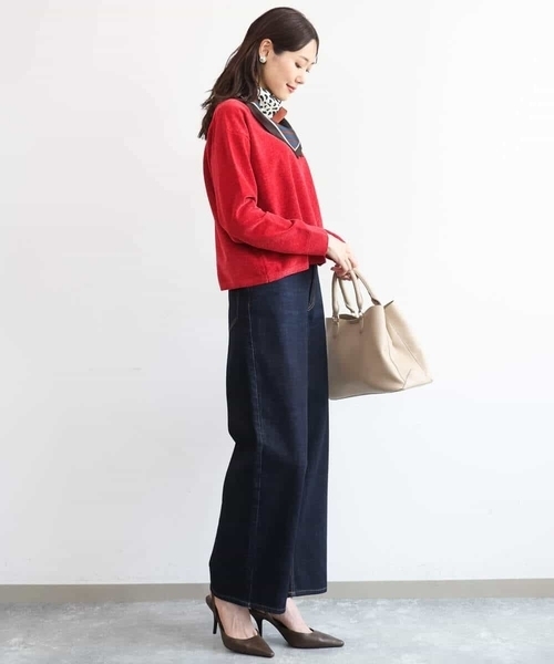 MK MICHEL KLEIN（エムケーミッシェルクラン）の「[洗える]モールヤーンボートネックニット（ベスト・レディース・ブラック/レッド/ブラウン/ブルー・38）」の15枚目の写真