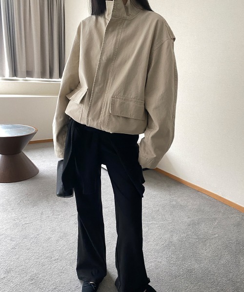 LOENNE(ロエヌ)の「Stand Collar Pocket Jacket / スタンドカラーポケットジャケット(Tシャツ/カットソー・レディース・ベージュ/カーキ・FREE)」の6枚目の写真