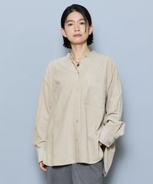 ウールレーヨンコールバンドカラーブラウス