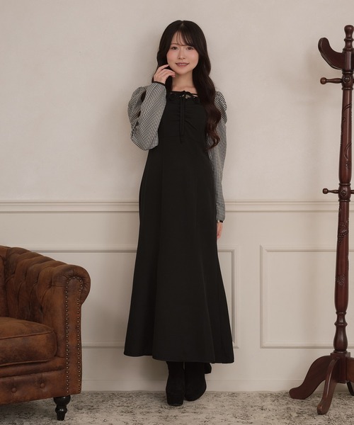 apres jour(アプレジュール)の「【セット着用可能】フロントフリルギャザーキャミワンピース(ワンピース・レディース・ブラック系その他/ブラウン系その他/ブラック・MEDIUM/SMALL/X-LARGE)」の10枚目の写真