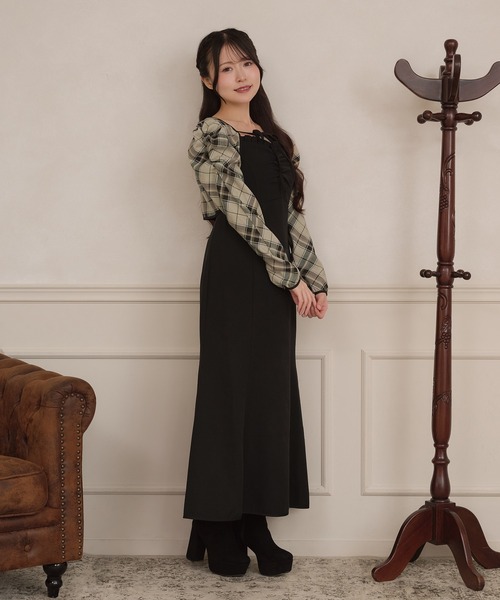 apres jour(アプレジュール)の「【セット着用可能】フロントフリルギャザーキャミワンピース(ワンピース・レディース・ブラック系その他/ブラウン系その他/ブラック・MEDIUM/SMALL/X-LARGE)」の5枚目の写真