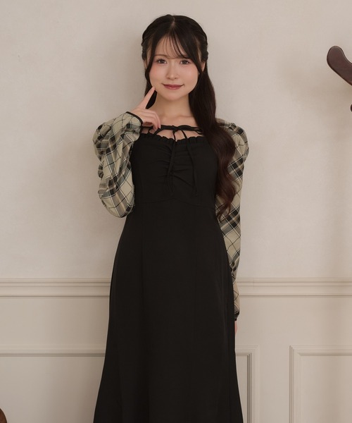 apres jour(アプレジュール)の「【セット着用可能】フロントフリルギャザーキャミワンピース(ワンピース・レディース・ブラック系その他/ブラウン系その他/ブラック・MEDIUM/SMALL/X-LARGE)」の8枚目の写真