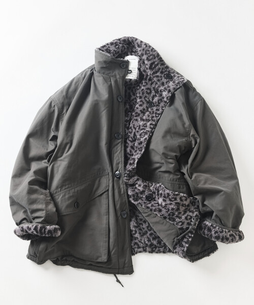 FREAK'S STORE(フリークスストア)の「リバーシブル ボア ジャケット(ブルゾン・メンズ・レオパード/オリーブ/ブラック/チャコールグレー・MEDIUM/LARGE)」の12枚目の写真