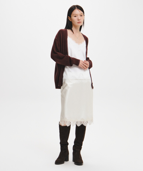 GENERAL IDEA（ジェネラルアイデア）の「サテンレースミディスカート [IVORY] / GF3LSK502（スカート・レディース・アイボリー・SMALL/MEDIUM/LARGE/X-LARGE）」の2枚目の写真