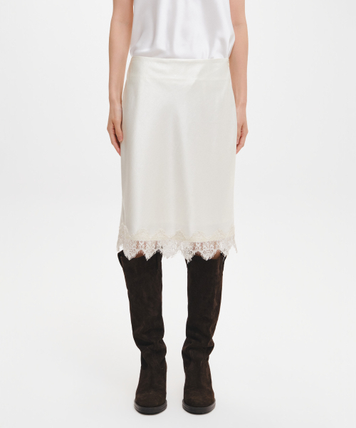GENERAL IDEA（ジェネラルアイデア）の「サテンレースミディスカート [IVORY] / GF3LSK502（スカート・レディース・アイボリー・SMALL/MEDIUM/LARGE/X-LARGE）」の4枚目の写真