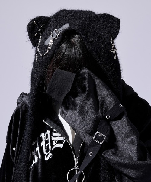 VALLAD ビーニー VALLAD ビーニー BLACK VALLAD STUDIO BEANIE CAP BLK/WHT