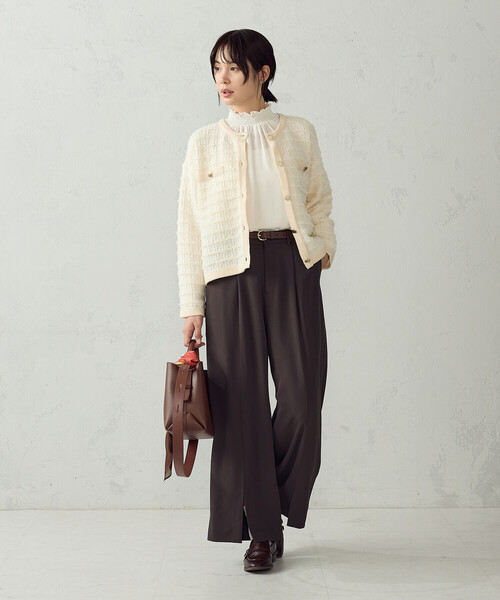 COMME CA ISM(コムサイズム)の「シャーリング ブラウス(シャツ/ブラウス・レディース・ブラック×ホワイト/ホワイト×ブラック/ネイビー/オフホワイト・L/M)」の8枚目の写真