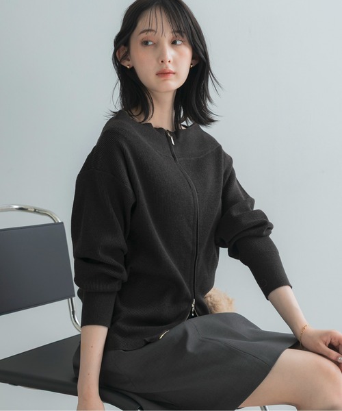 URBAN RESEARCH ROSSO WOMEN(アーバンリサーチ ロッソ)の「ウール混2WAYネックジップニット(ニット/セーター・レディース・ブラック/ブラウン系その他/オフホワイト・FREE)」の3枚目の写真