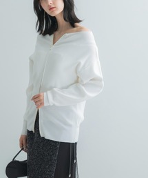 ウール混2WAYネックジップニット