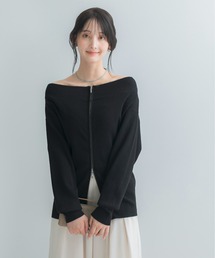 ウール混2WAYネックジップニット