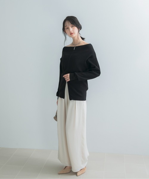 URBAN RESEARCH ROSSO WOMEN(アーバンリサーチ ロッソ)の「ウール混2WAYネックジップニット(ニット/セーター・レディース・ブラック/ブラウン系その他/オフホワイト・FREE)」の6枚目の写真
