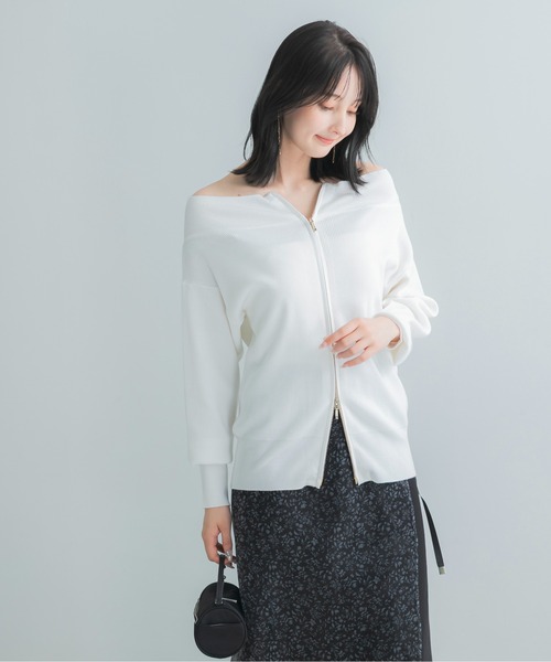 URBAN RESEARCH ROSSO WOMEN(アーバンリサーチ ロッソ)の「ウール混2WAYネックジップニット(ニット/セーター・レディース・ブラック/ブラウン系その他/オフホワイト・FREE)」の11枚目の写真