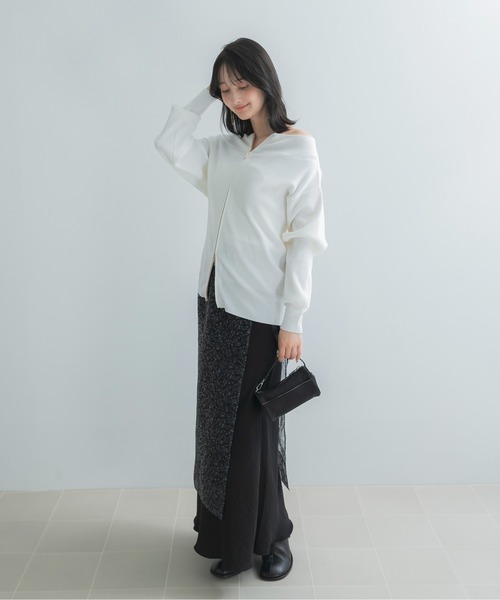 URBAN RESEARCH ROSSO WOMEN(アーバンリサーチ ロッソ)の「ウール混2WAYネックジップニット(ニット/セーター・レディース・ブラック/ブラウン系その他/オフホワイト・FREE)」の12枚目の写真