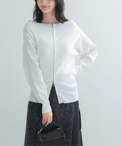 URBAN RESEARCH ROSSO WOMEN(アーバンリサーチ ロッソ)の「ウール混2WAYネックジップニット(ニット/セーター・レディース・ブラック/ブラウン系その他/オフホワイト・FREE)」の13枚目の写真
