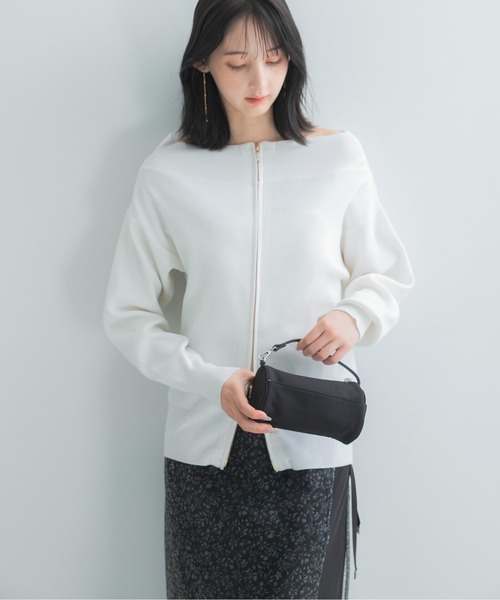 URBAN RESEARCH ROSSO WOMEN(アーバンリサーチ ロッソ)の「ウール混2WAYネックジップニット(ニット/セーター・レディース・ブラック/ブラウン系その他/オフホワイト・FREE)」の14枚目の写真