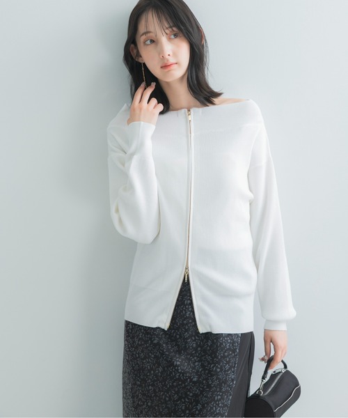 URBAN RESEARCH ROSSO WOMEN(アーバンリサーチ ロッソ)の「ウール混2WAYネックジップニット(ニット/セーター・レディース・ブラック/ブラウン系その他/オフホワイト・FREE)」の15枚目の写真