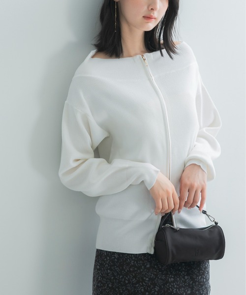 URBAN RESEARCH ROSSO WOMEN(アーバンリサーチ ロッソ)の「ウール混2WAYネックジップニット(ニット/セーター・レディース・ブラック/ブラウン系その他/オフホワイト・FREE)」の16枚目の写真