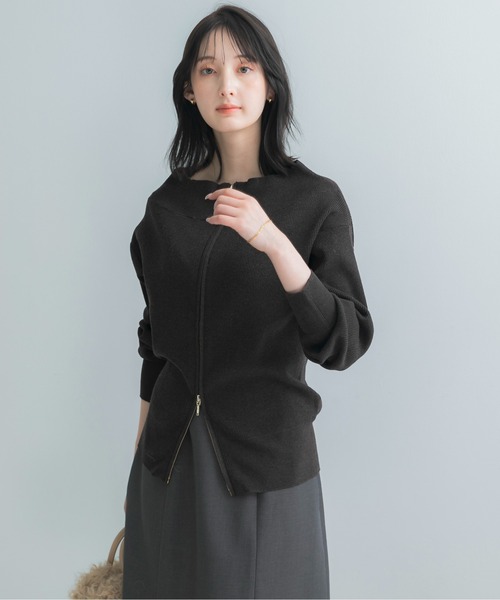 URBAN RESEARCH ROSSO WOMEN(アーバンリサーチ ロッソ)の「ウール混2WAYネックジップニット(ニット/セーター・レディース・ブラック/ブラウン系その他/オフホワイト・FREE)」の17枚目の写真