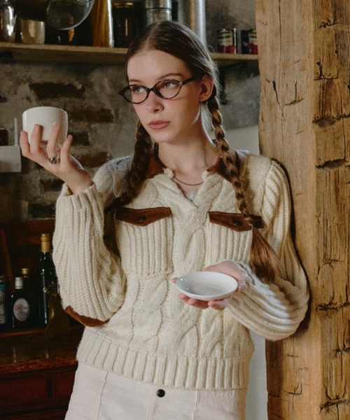 ELBOW PATCH KNIT / エルボーパッチニット（ニット/セーター）｜BY