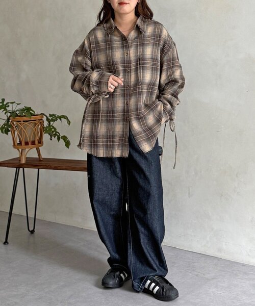 CPCM(シーピーシーエム)の「シャーリングフリンジチェックシャツ(シャツ/ブラウス・レディース・ネイビー/ブラウン/レッド・FREE)」の15枚目の写真