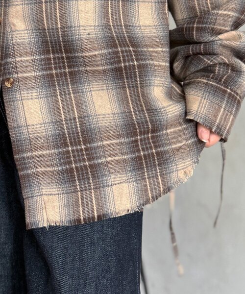 CPCM(シーピーシーエム)の「シャーリングフリンジチェックシャツ(シャツ/ブラウス・レディース・ネイビー/ブラウン/レッド・FREE)」の17枚目の写真
