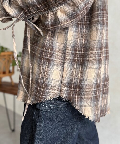 CPCM(シーピーシーエム)の「シャーリングフリンジチェックシャツ(シャツ/ブラウス・レディース・ネイビー/ブラウン/レッド・FREE)」の20枚目の写真