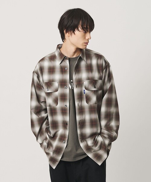 NICE WEATHER(ナイスウェザー)の「<NICE WEATHER>ビッグチェック シャツ(シャツ/ブラウス・メンズ・モカ/コバルトブルー・XS/L/S/M)」の2枚目の写真