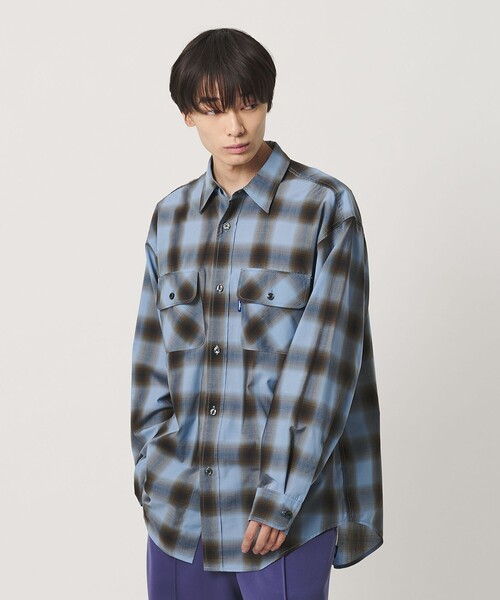 NICE WEATHER(ナイスウェザー)の「<NICE WEATHER>ビッグチェック シャツ(シャツ/ブラウス・メンズ・モカ/コバルトブルー・XS/L/S/M)」の6枚目の写真