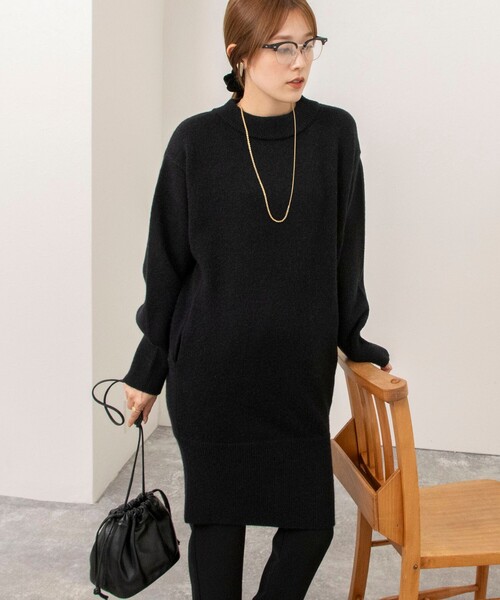 NOLLEY’S(ノーリーズ)の「【WEB限定】ワイドリブヘムロングニット(ニット/セーター・レディース・グレイッシュベージュ/グレー/ブラック・FREE)」の11枚目の写真