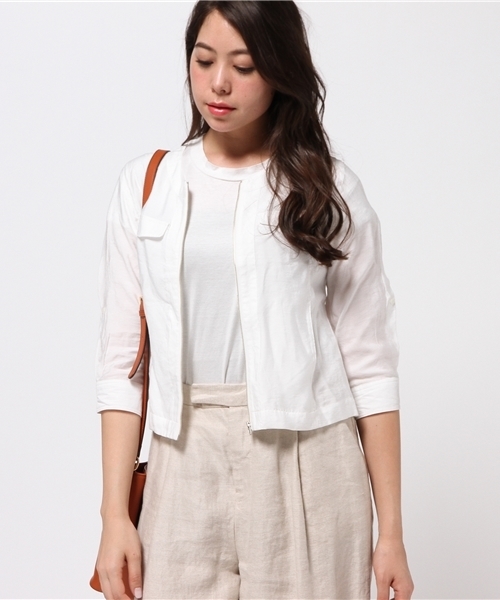 ikka(イッカ)の「7分袖ダブルポケットジップブルゾン(ブルゾン・レディース・オフホワイト/オリーブ/ベージュ・LARGE/MEDIUM)」の14枚目の写真