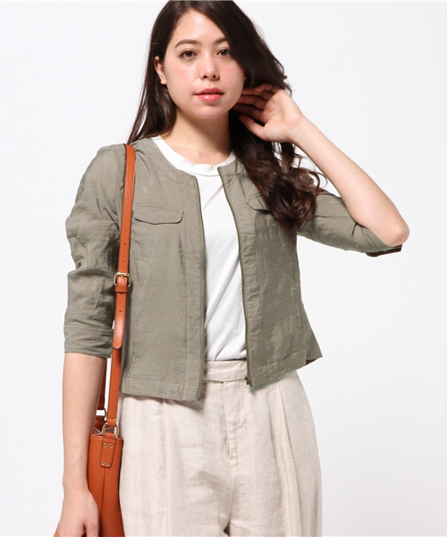 ikka(イッカ)の「7分袖ダブルポケットジップブルゾン(ブルゾン・レディース・オフホワイト/オリーブ/ベージュ・LARGE/MEDIUM)」の15枚目の写真