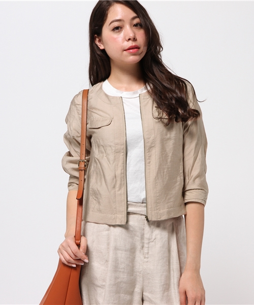 ikka(イッカ)の「7分袖ダブルポケットジップブルゾン(ブルゾン・レディース・オフホワイト/オリーブ/ベージュ・LARGE/MEDIUM)」の13枚目の写真