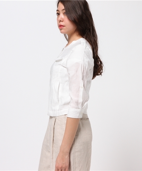 ikka(イッカ)の「7分袖ダブルポケットジップブルゾン(ブルゾン・レディース・オフホワイト/オリーブ/ベージュ・LARGE/MEDIUM)」の5枚目の写真