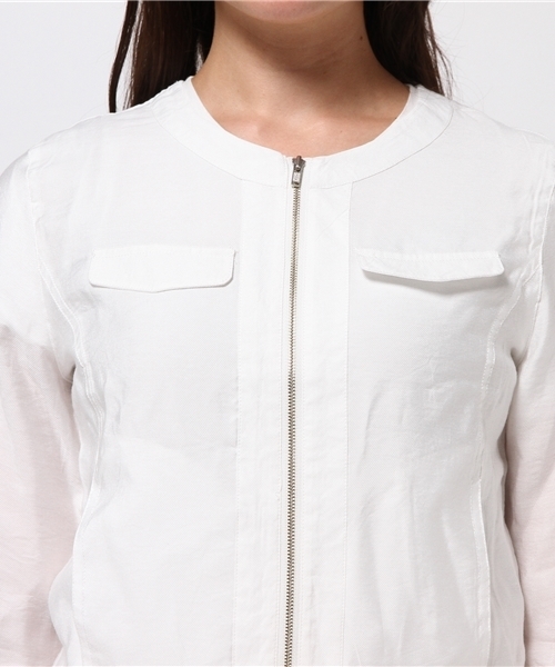 ikka(イッカ)の「7分袖ダブルポケットジップブルゾン(ブルゾン・レディース・オフホワイト/オリーブ/ベージュ・LARGE/MEDIUM)」の7枚目の写真