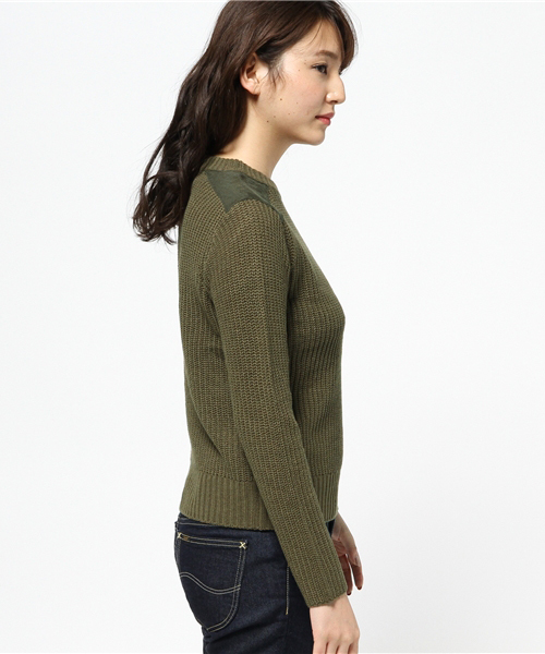 koe（コエ）の「肩パッチ付ニットトップ（ニット/セーター・レディース・カーキ・L/M/S）」の6枚目の写真