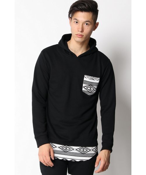 VENCEEXCHANGE（ヴァンスエクスチェンジ）の「ST裏毛ポケット裾切替パーカー       （パーカー・メンズ・オフホワイト/ブラック・MEDIUM/LARGE）」の2枚目の写真