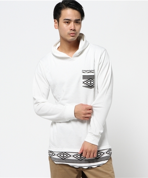 VENCEEXCHANGE（ヴァンスエクスチェンジ）の「ST裏毛ポケット裾切替パーカー       （パーカー・メンズ・オフホワイト/ブラック・MEDIUM/LARGE）」の10枚目の写真