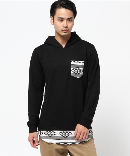 VENCEEXCHANGE（ヴァンスエクスチェンジ）の「ST裏毛ポケット裾切替パーカー       （パーカー・メンズ・オフホワイト/ブラック・MEDIUM/LARGE）」の11枚目の写真