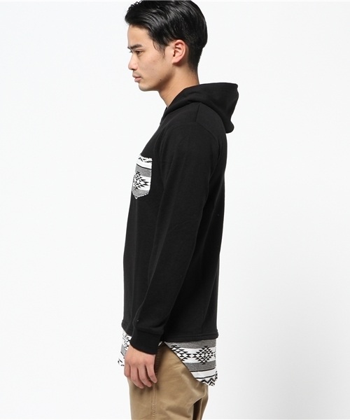 VENCEEXCHANGE（ヴァンスエクスチェンジ）の「ST裏毛ポケット裾切替パーカー       （パーカー・メンズ・オフホワイト/ブラック・MEDIUM/LARGE）」の3枚目の写真