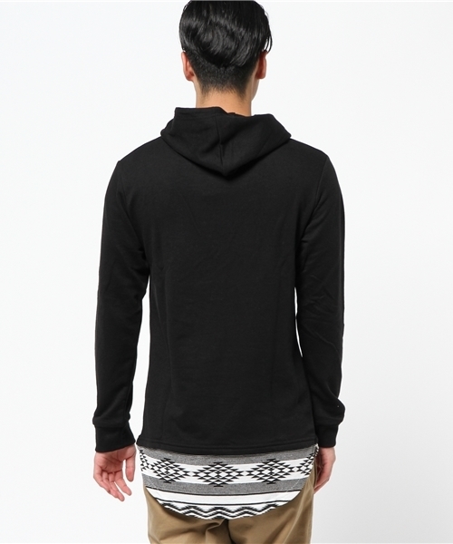 VENCEEXCHANGE（ヴァンスエクスチェンジ）の「ST裏毛ポケット裾切替パーカー       （パーカー・メンズ・オフホワイト/ブラック・MEDIUM/LARGE）」の4枚目の写真