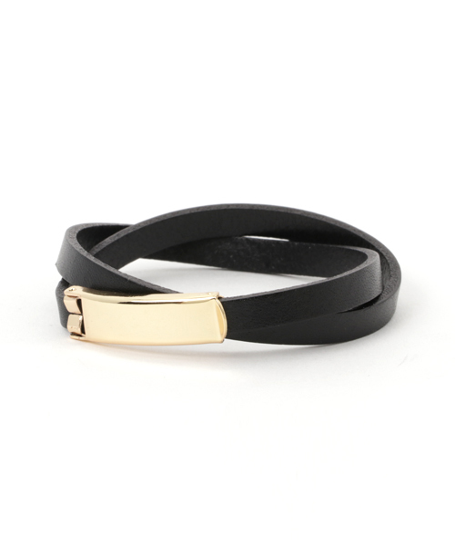 Adam et Rope' Le Magasin(アダムエロペルマガザン)の「レザー2連バングル(バングル/リストバンド・レディース・ベージュ/ダークブラウン/ブラック・F)」の2枚目の写真