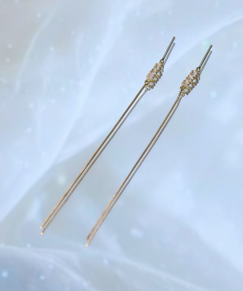 JUPITER(ジュピター)の「【K10】天然石チェーンピアス/ラブラドライト/ホワイトトパーズ(ピアス(両耳用)・レディース・ゴールド・FREE)」の11枚目の写真
