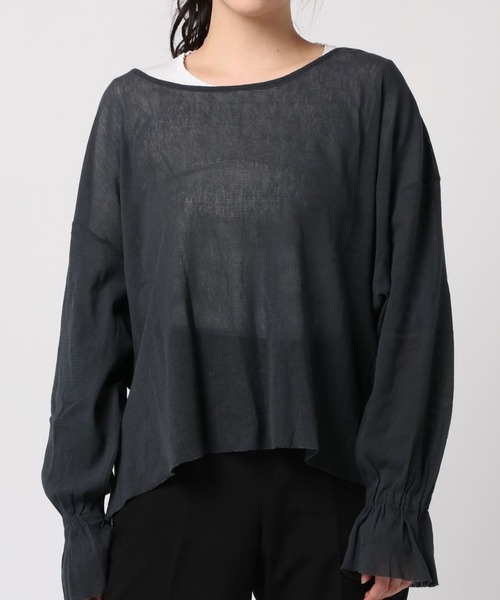 RNA-N(アールエヌエーエヌ)の「M0705 デザインスリーブコットンチュールプルオーバー(Tシャツ/カットソー・レディース・オフホワイト/ダークグレー/イエロー・MEDIUM)」の18枚目の写真